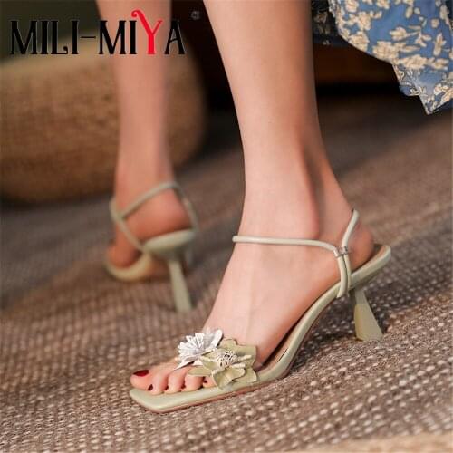 MILI-MIYA Thin Heels Women Gladiator Sandals Summer Transparent PVC Sexy Luxury Square Toe Flower Beading Wedding Party Shoes