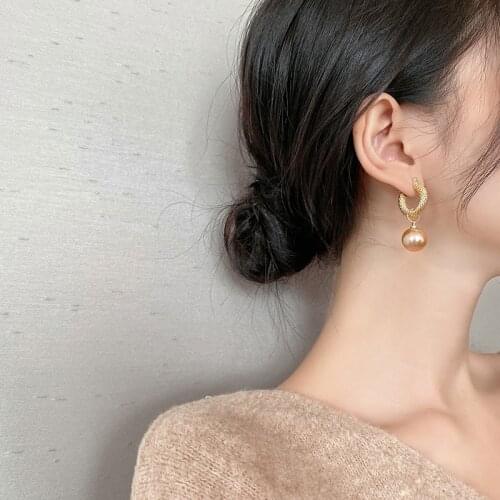 TARCLIY Simple Trendy Elegant Vintage Twisted Metal Geometric Circle Imitated-Pearl Drop Earrings Women Girl Party Jewelry Gift