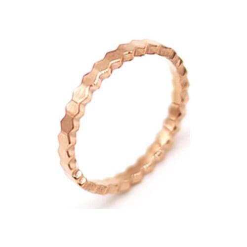 18KGP Rose Gold Color Hive Rings Fashion 316L Stainless Steel Jewelry for Female Lady (KGR006)