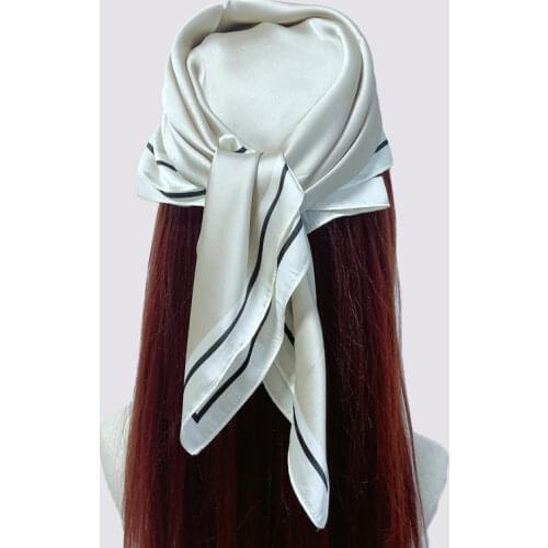 70cm Summer Women Solid Color Silk Scarf Square Neck Scarf Classic Decorated Shirt Neckwear Classic Head Bandana [6515]