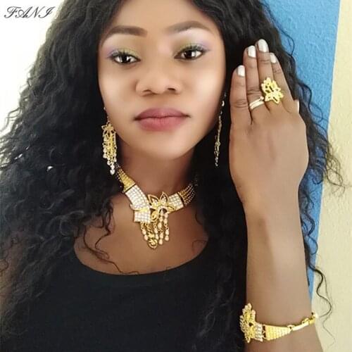 Fani Fashion African beads Accessories Jewelry Sets nigerian Women Wedding jewelry set Dubai Gold Color Bridal jewelry set