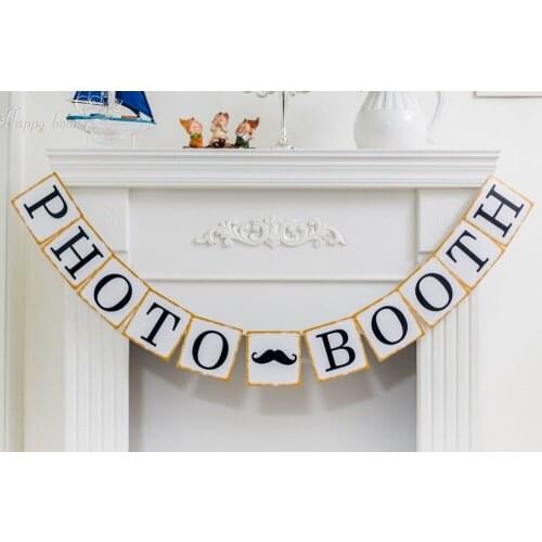 PHOTO BOOTH High Quality Kraft Paper With Gold Edge Wedding Props Sign Decoration Photot Booth Banner Party Supplies