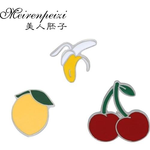 Fruit Banana Cherry Peach Lapel Pin Collar Badges for Clothes Brooch Enamel Pins Cartoon Beauty For Women Girl Pins Brooch