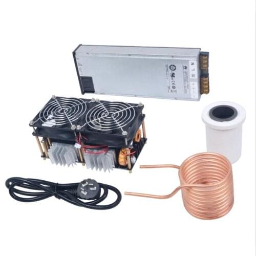 1800W ZVS Induction Heater Induction Heating PCB Board High frequency Heating Machine Melted Metal + Coil Mayitr+ Crucible+Pump