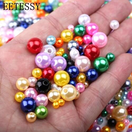150pcs 4/6/8/10mm Mix Size ABS Imitation Pearls With Straight Hole Colorful Round Acrylic Loose Beads For Jewelry Making DIY