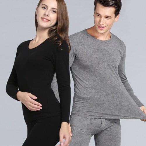 Hot Sale Autumn&Winter Men and Women Thermal Underwear Set Stretch Long Undershirts Lovers Pure Round Collar Long Johns Sets