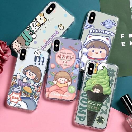 Cute anime girl snacks Phone Case Transparent for Huawei honor nova c x 7 8 3 4 9 65g se v t play pro lite