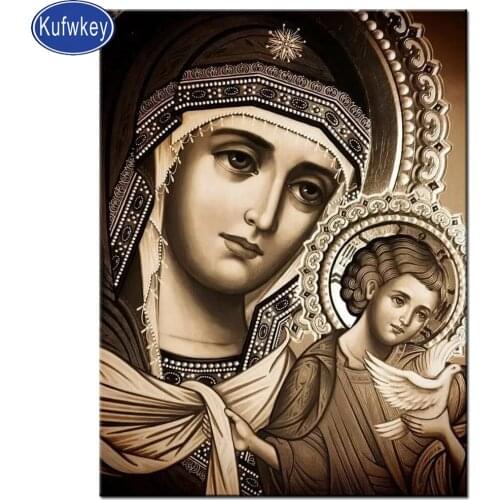 Virgin and child Diamond Painting crystal Full square Diamond Embroidery 3d Cross Stitch Kits Home Decor Diamond Mosaic pigeon