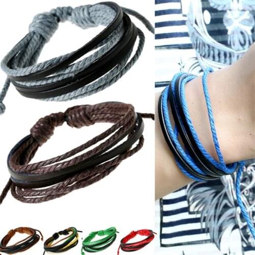 CIBOCIBO Multilayer Men Bracelet Vintage Rope Wristband Bracelet Men Leather Braided Gifts For Men Pulseras Mujer Moda 2021