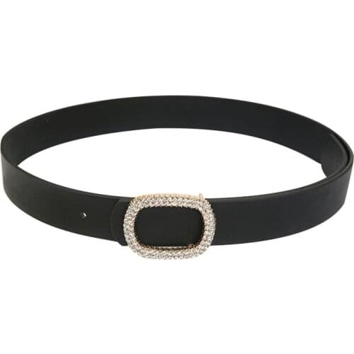 Women Fashion luxury pearl rhinestone waist belt female PU leather pin buckle belt jeans trousers dress pant waistband accessory