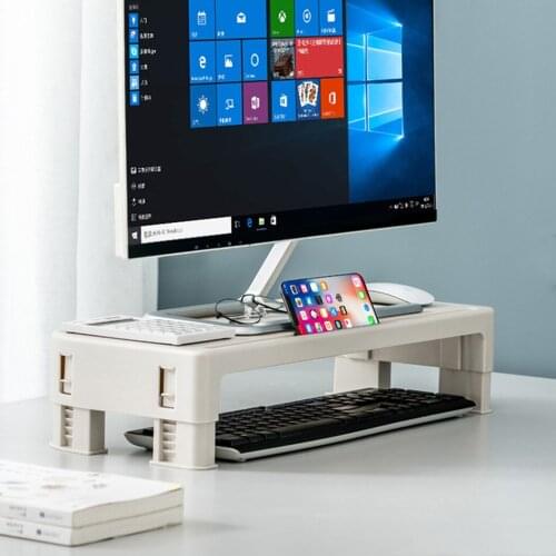 Desk Laptop Stand Monitor Holder Adjustable Height Monitor Storage Riser Desktop Computer Base Stand for Screen Office Organizer