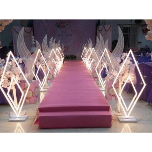 New wedding diamond LED lights with T-stage background, site decoration, elliptical double-sided light-emitting road guide