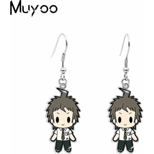 New Anime D4 Super Danganronpa Naegi Makoto Maizono Sayaka Monomi Online Game Characters Acrylic Epoxy Fish Hook Earrings
