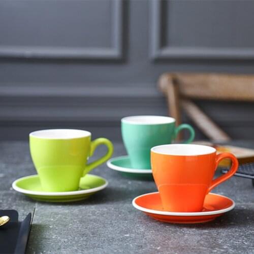 Solid color creative 280ml ceramic coffee cup and saucer set mug cute cup tiki mug turkish coffee cups