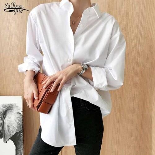 Plain Casual Loose Korean Long Sleeve Blouses Women Vintage Cotton Shirts Female Plus Size Harajuku Chic Elegant Tops 12398