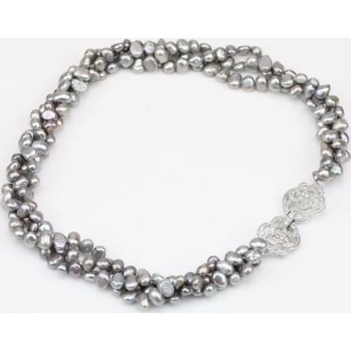 3rows 6-7mm Baroque Pearl Necklace More Color Freshwater Pearl Jewellery Charming Wedding Birthday Women Gift