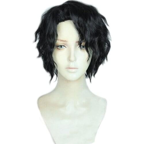 Kiyoomi Sakusa Wig Anime Haikyuu!! Sakusa Kiyoomi Cosplay Black Short Curly Synthetic Hair Halloween Party Costume Role Play