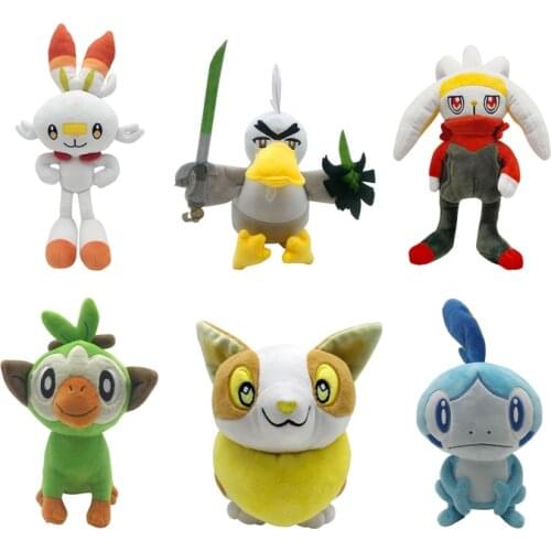 Pokemon Scorbunny Sobble Grookey Sirfetch'd Yamper Plush Toys Cute Animal Rabbit Lizard Monkey Stuffed Doll Gifts For Children