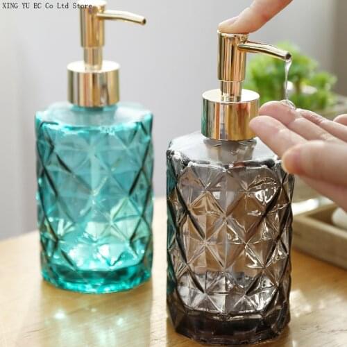 Press Type Hand Sanitizer Bottle European Style Bathroom Supplies Toilet Shower Gel Creative Glass Bottle Bathroom Accessories