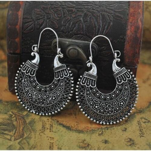 LOVBEAFAS Earings Fashion Jewelry Bohemian Earrings Carved Flower Ethnic Maxi Brinco Vintage Earrings For Women Bijoux