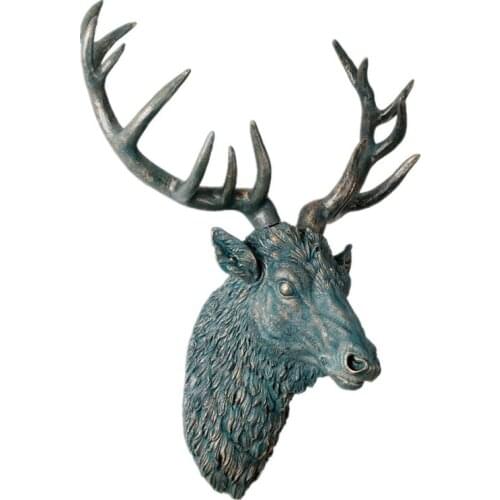 Resin Charms Deer Head Home Decor Retro Simulation Elk Head Deers 3D Wall Decoration Hanging Large Simulation Crafts Sculpture