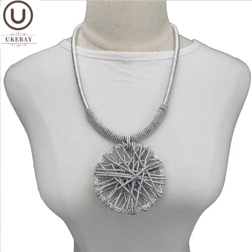 UKEBAY New Designer Handmade Necklaces Alloy Pendant Necklace For Women Luxury Charm Choker Necklaces Clothes Jewelry Party