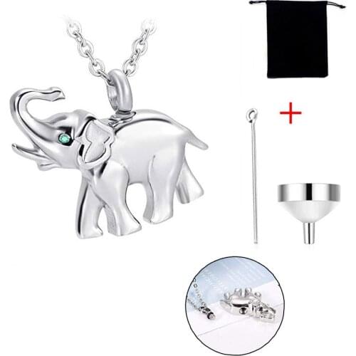 Urn Necklaces 12 Birthstone Memorial Ash Pendant Stainless Steel Keepsake Cremation Ashes Jewelry Cute Elephant