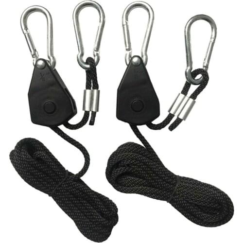 1/8" Pulley Rope Ratchet Locking Hanger Lifting Lanyard Tent Room Fan Grow Plant Y9UA