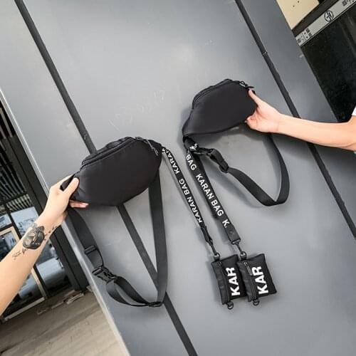 Waterproof Chest Bag Men Waist Bag Nylon Black Unisex Phone Pouch Male Casual Travel Pack Fashion Crossbody Bag Boy Waist Pack