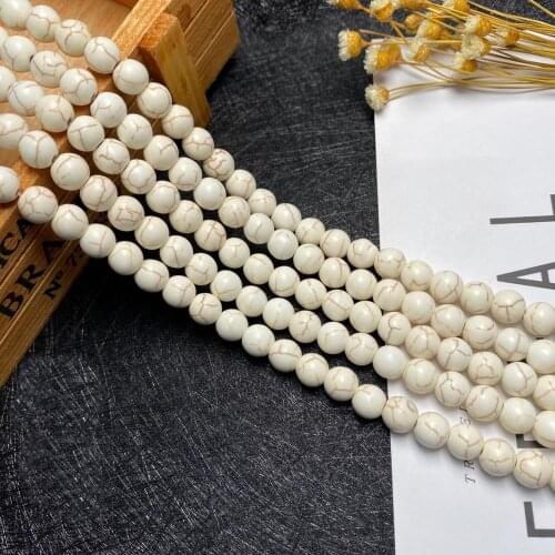 High quality Synthetic ivory white Stone 4mm 6mm 8mm 10mm 12mm Beads Pick Size Loose Bead For Making charm bracelets Jewelry 15