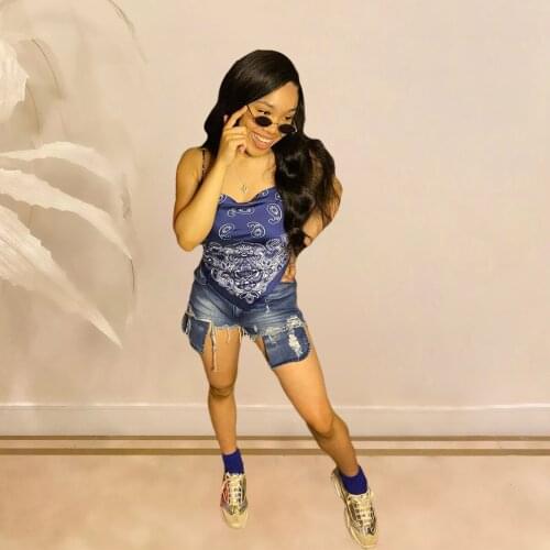 Ladies Blouse Sling Flower 2021 Bandana Print Camisole WomenS Sexy Bellyband Halter Bundled Suspender Vest