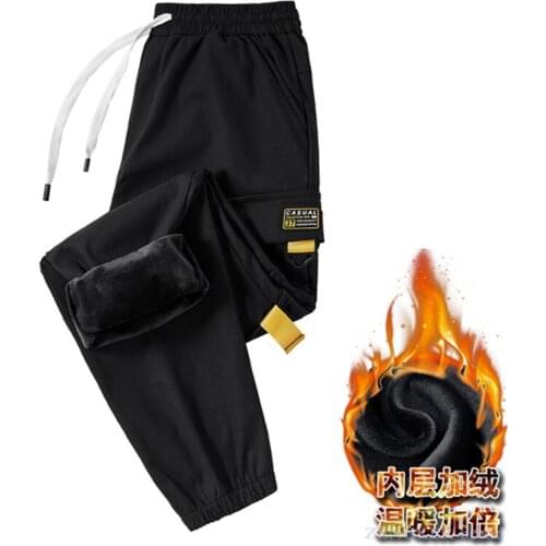 Winter mens Korean fashion Plush casual Capris loose and fat increase youth corset fatso overalls 145kg9xl