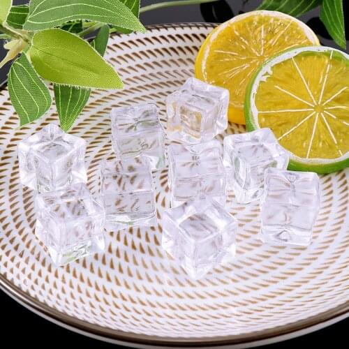 10Pcs Reusable Artificial Ice Acrylic Ice Cubes Fake Crystal for Fruit Beer Drinks Decoration DIY Accessories Photography Props