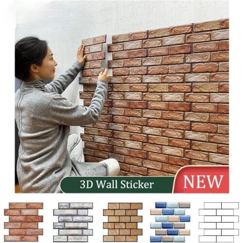 3D Brick Wall Stickers Waterproof Self-adhesive PVC Tile paper Bar Restaurant Living Room decal for Kid