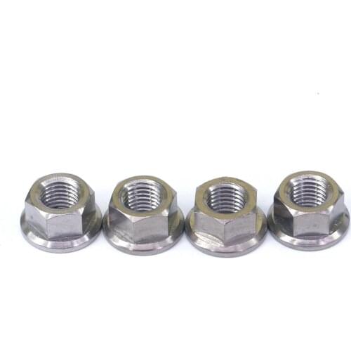 4 PCS M10 Pitch 1.25mm Ti GR5 Titanium Alloy Flange Hex Nuts For Motorcycle Modification
