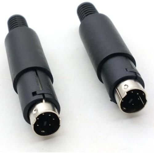 50PCS Mini 6 Pin DIN Male Plug With Plastic Handle Soldering cables DIY