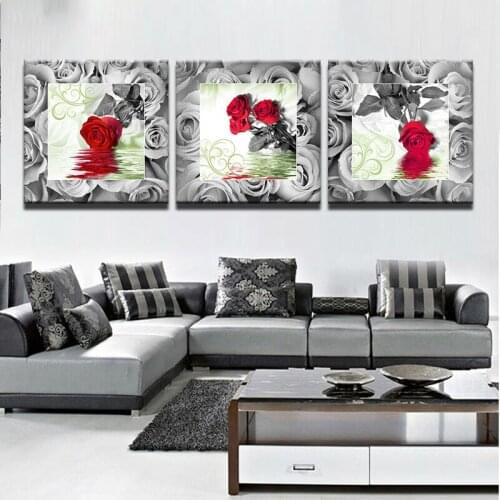 5d diamond painting red Rose,Stitch Cross,Full,diy Diamond Embroidery,Handmade,3d picture,Diamond Mosaic,3pcs set kitchen decor