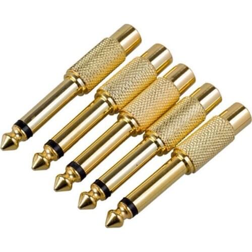 5x Gold Plated 6.35mm 1/4 inch Male Mono Plug to RCA Female 6.5mm Jack o Stereo Adapter Connector Plug TS Converter Sound Mi