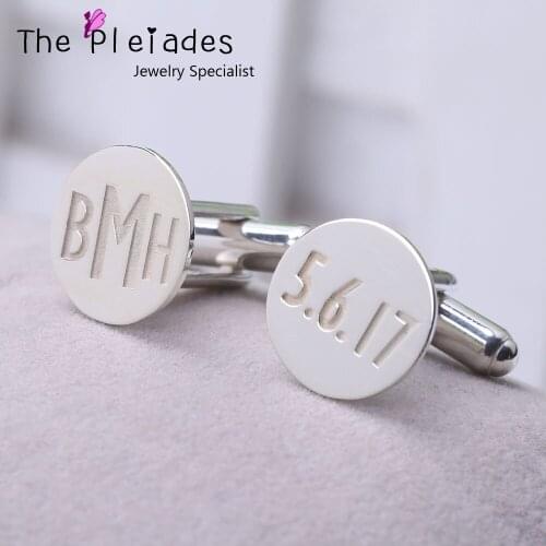 925 Sterling Silver Cuff Links Custom Date Monogram Initial Engraved Memorial Set Personalized Wedding Jewelry