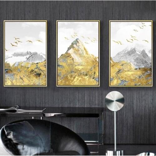 3PCS Golden Snow Mountain Golden Mountain Abstract Canvas poster Art Decoration Canva painting Bedroom Living Room Modern Decor