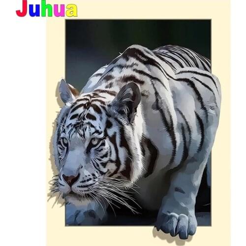 White tiger Full Drill 5D DIY Diamond Painting animal Diamond Embroidery mosaic diamond Stitch Home Decor dropshipping