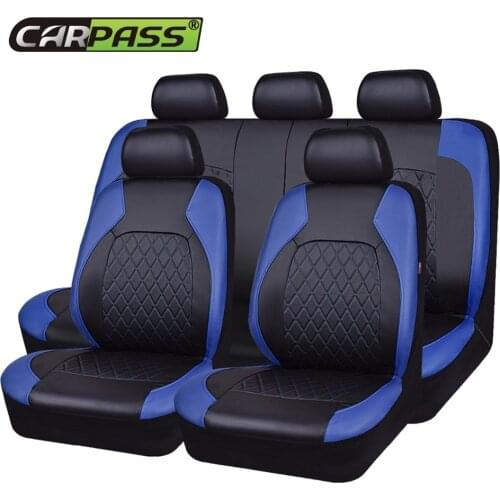 Car-pass PU Leather Universal Car Seat Cover Side Airbag Compatible Water-Proof Automobile Interior Accessories Fit most cars