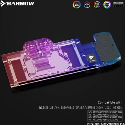 Barrow GPU cooler PC Water Cooling video Water Block for MSI 3090 VENTUS Aurora LRC2.0 BS-MSV3090-PA