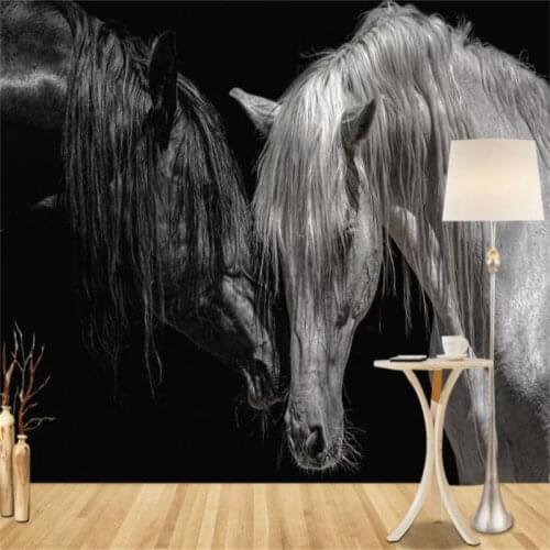 Custom 3d Murals Black and white creative hors Wallpaper for Sofa TV backdrop 3d Wall Photo Mural Wall paper Papel de Parede