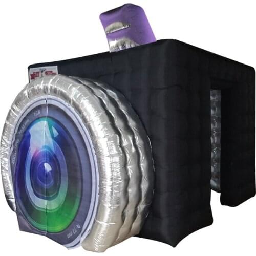 FUNWORLD Camera Shaped Inflatable Cube Tent with Blower Photo Booth Backdrop for Wedding Event Exhibition
