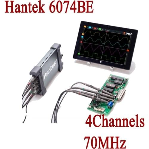 Hantek 6074BE Oscilloscope Portable USB PC Based 70MHz 4 Channels 1Gsa/s Automotive Handheld Digital Osciloscopio Car-detector