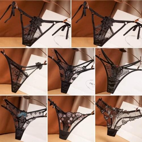 Lace Women Panties Embroidery Butterfly Flower Sexy G-string Thongs Briefs Low Waist Seamless Panty Lingerie T Pants Underwear
