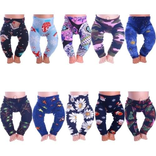 Doll Clothes Printing Leggings Pants For 18 Inch American&43Cm Baby New Born Doll Cute Printting Star Our Generation Girls Toys