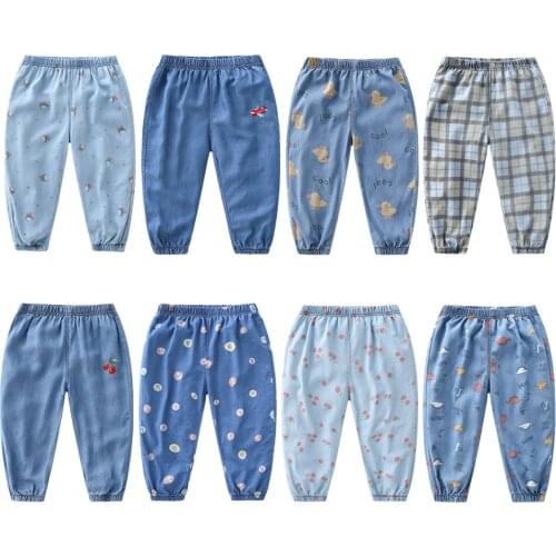 Summer Fashion Boys girl Jeans Childrens Trousers Childrens Mosquito Pants Thin Section Loose New Baby Casual Jeans 2-12Year