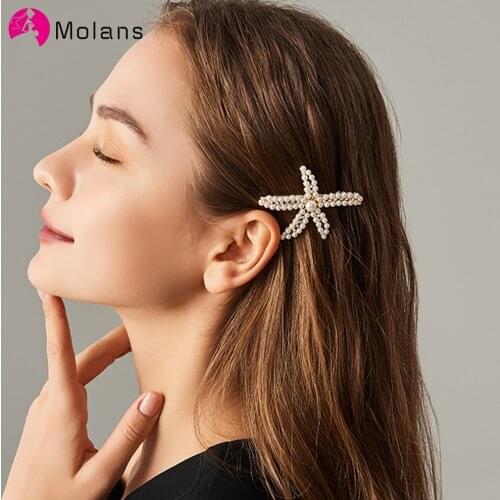 Molans 2020 Rhinestone Pearl Hair Clips for Women Flower Hairpins Barrettes Girls Hairgrip Bangs Clip Fashion Hair Accessories